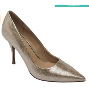 Taro Gold Leather Linea Paolo - Meryl - Women's Block Heel Square Toe Mary Jane Pumps with Chain Detail