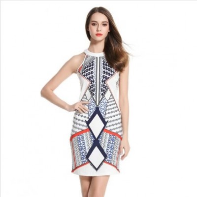 Women's wear new popularity hot style round neck with a few body print patterned dresses